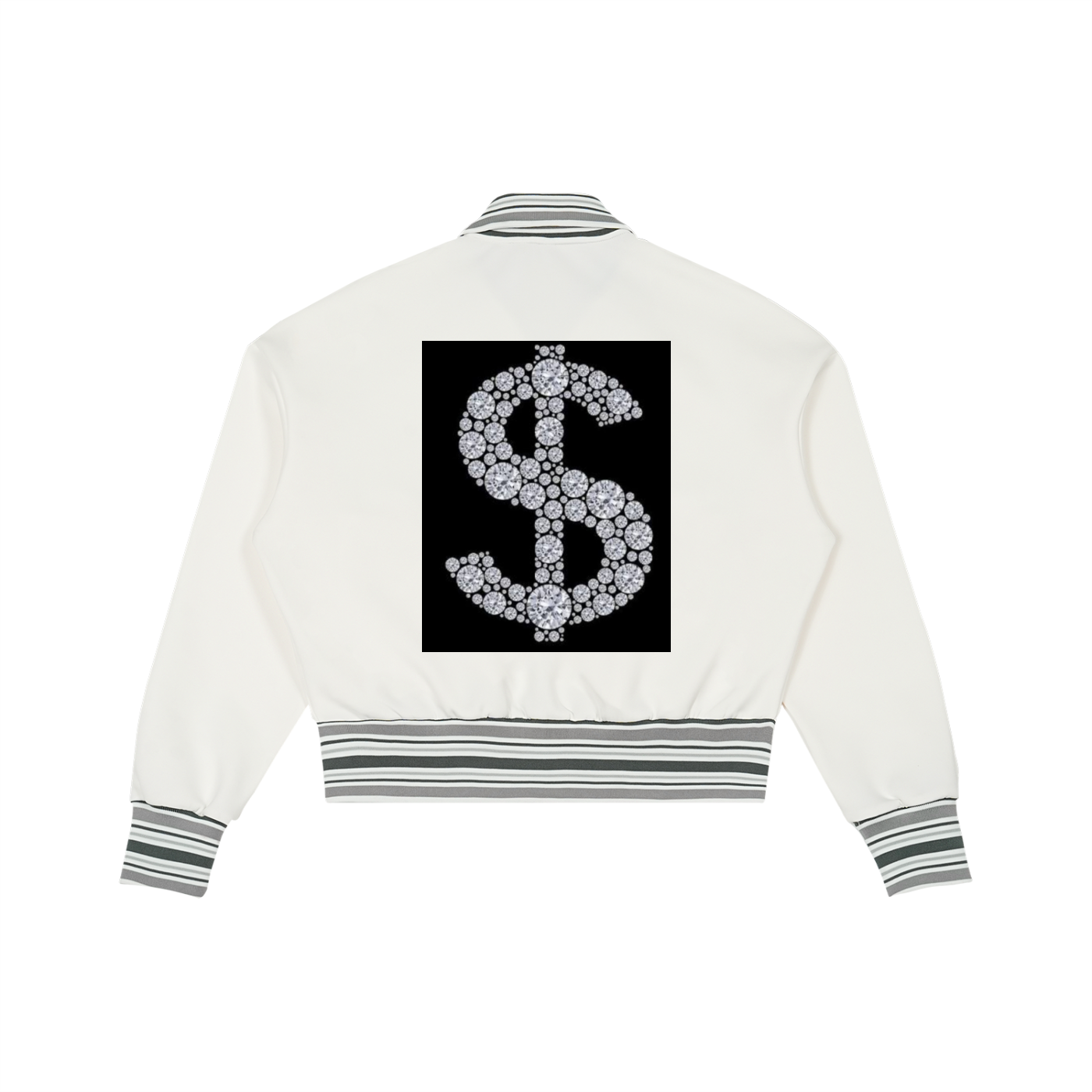 Striped Rib Collar Zip Jacket