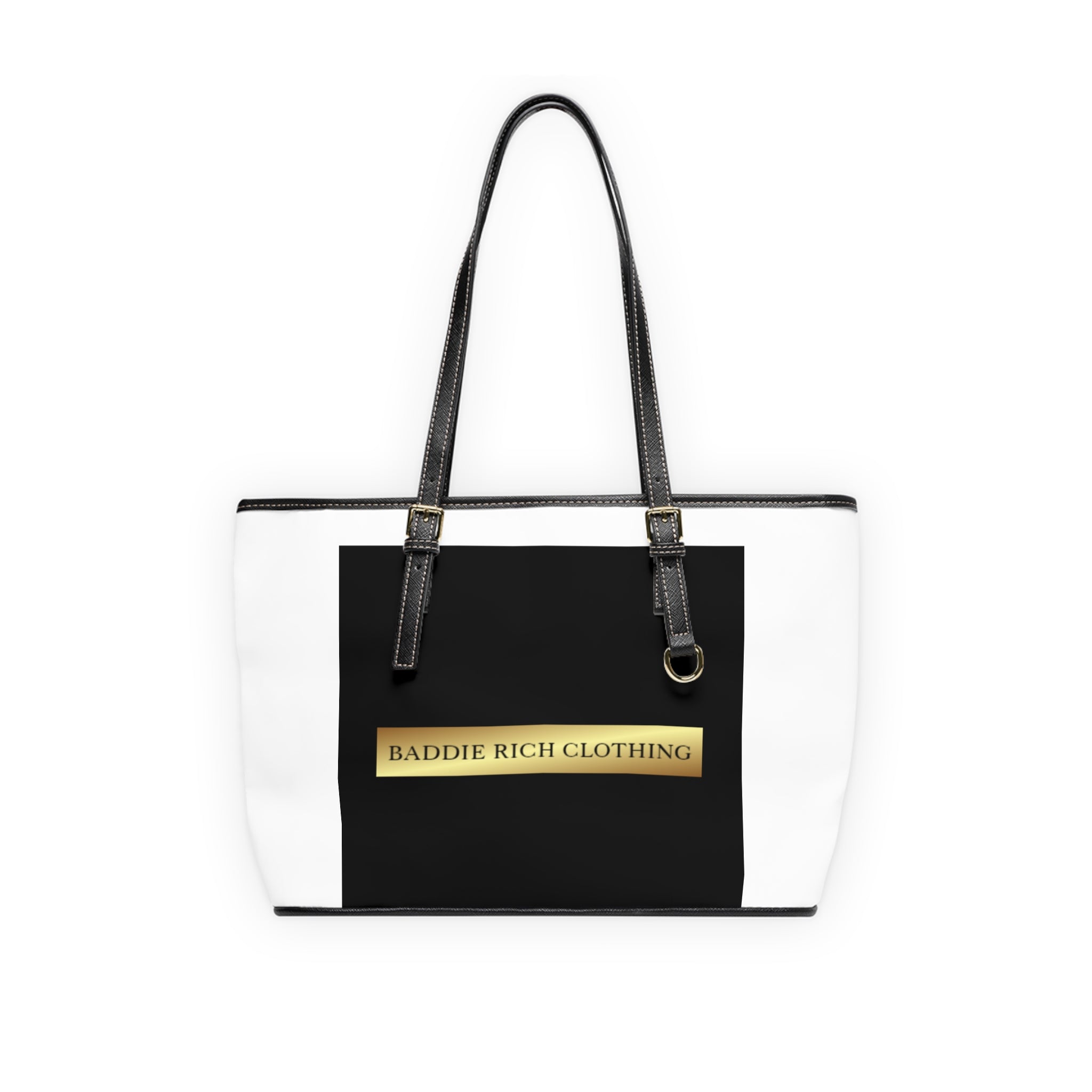 Baddie Rich PU Leather Shoulder Bag – Chic Black & Gold Tote