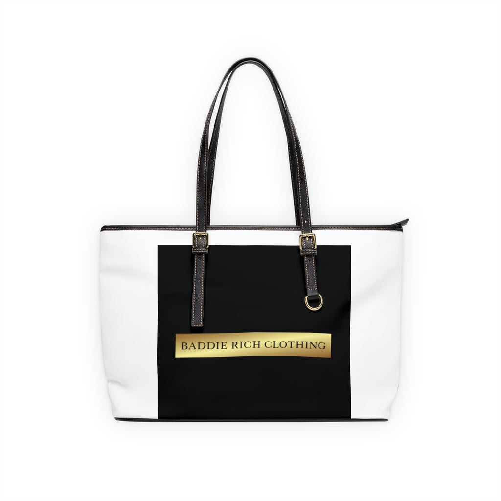 Baddie Rich PU Leather Shoulder Bag – Chic Black & Gold Tote